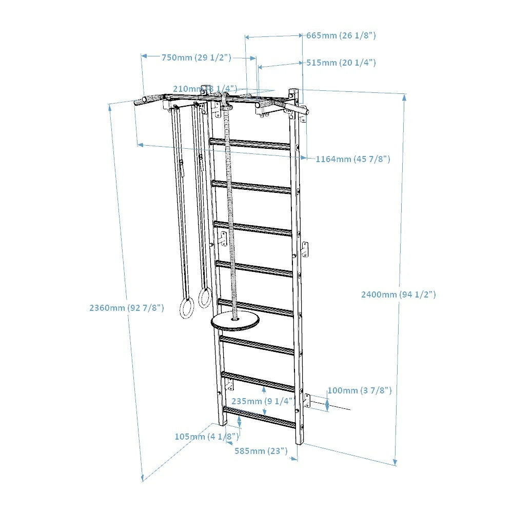 BenchK 721W + A204 Wall Bars with Accessories