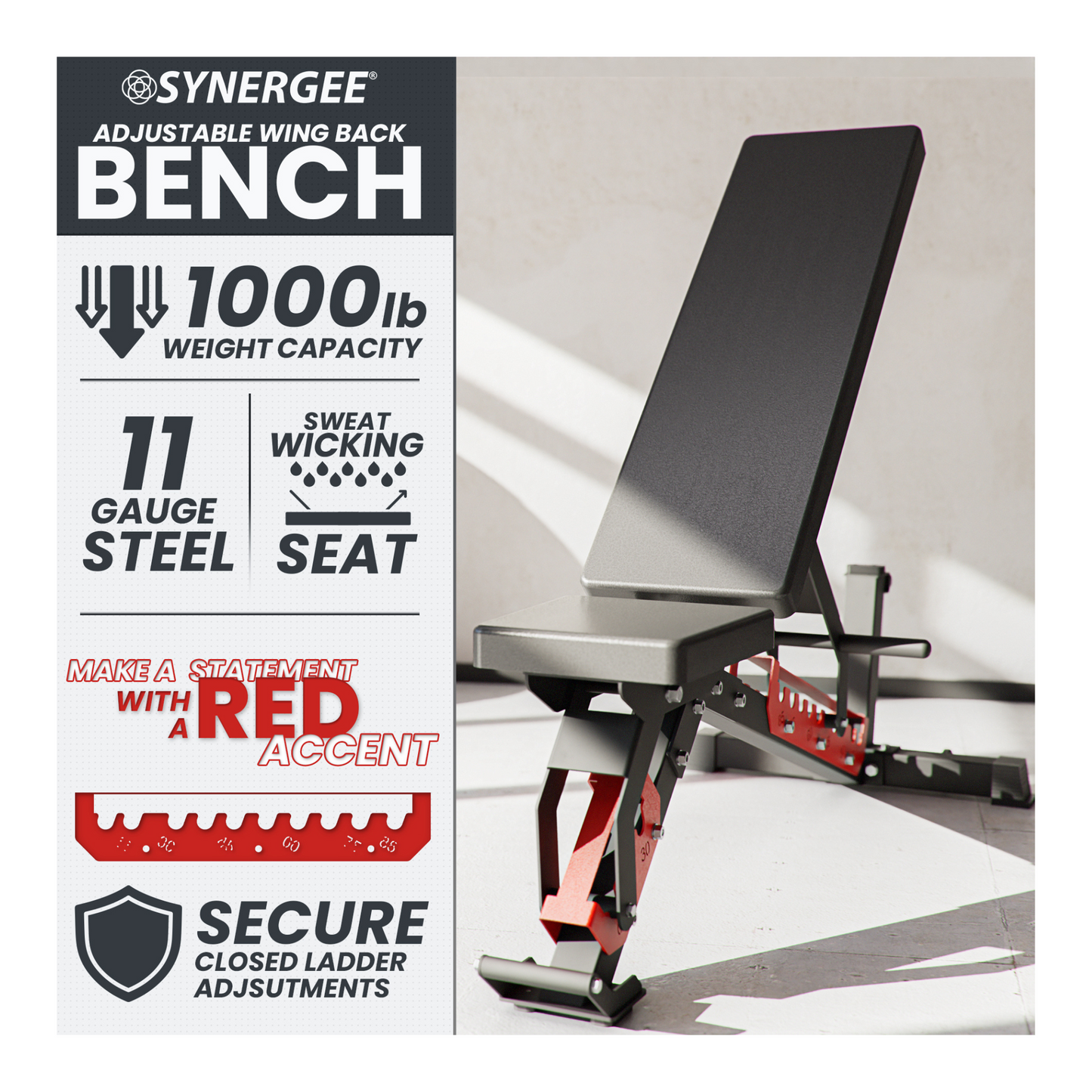 Synergee Adjustable Wing Back Bench