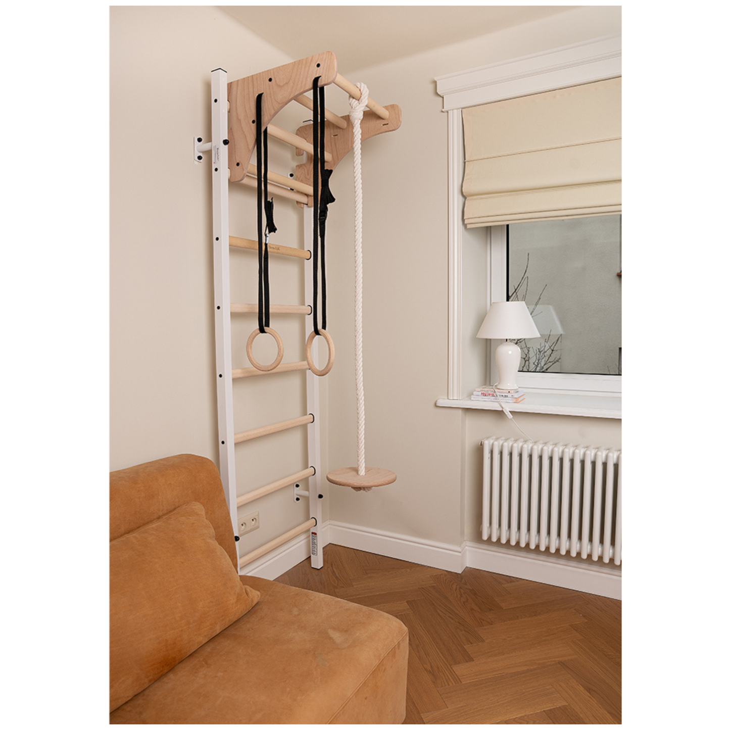 BenchK 211W + A204 Swedish Ladder For Kids with Gymnastic Accessories