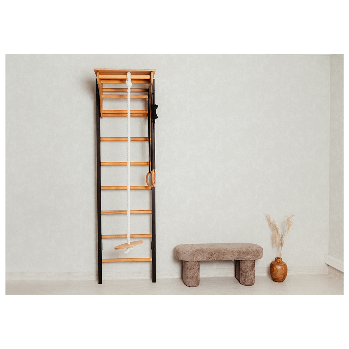 BenchK 212B + A076 Swedish Ladder for Kids with Gymnastic Accessories & Benchtop