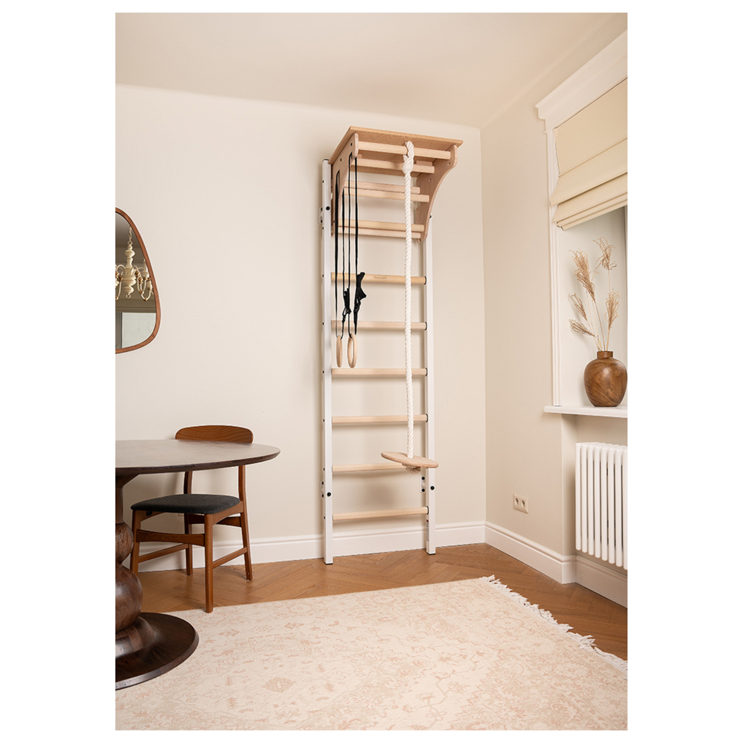 BenchK 212W + A204 Swedish Ladder For Kids with Gymnastic Accessories & Benchtop