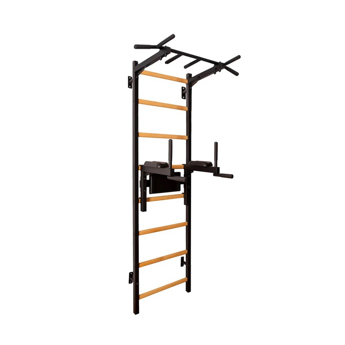 BenchK 222B Wall Bars with Fixed Steel 6 Grip Pull-Up Bar & Dip Station