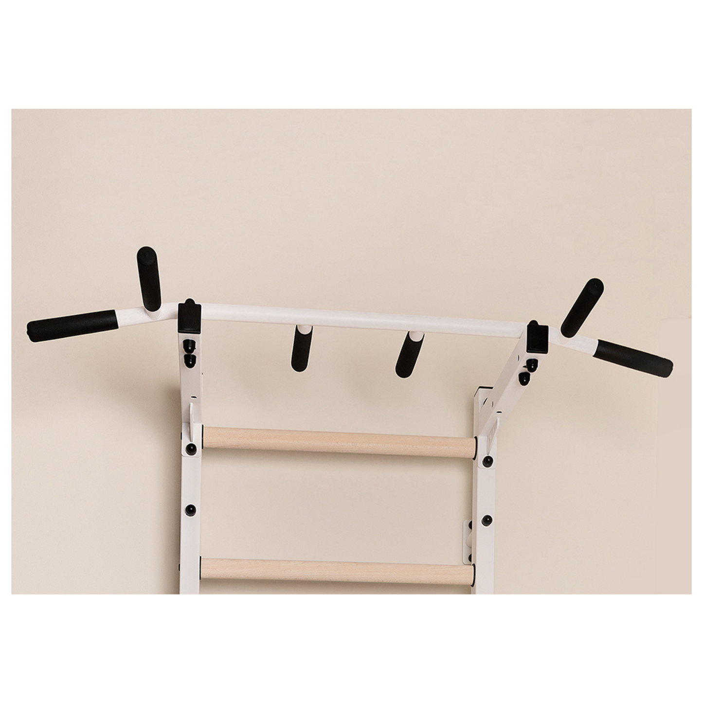 BenchK 222W Wall Bars with Fixed Steel 6 Grip Pull-Up Bar & Dip Station