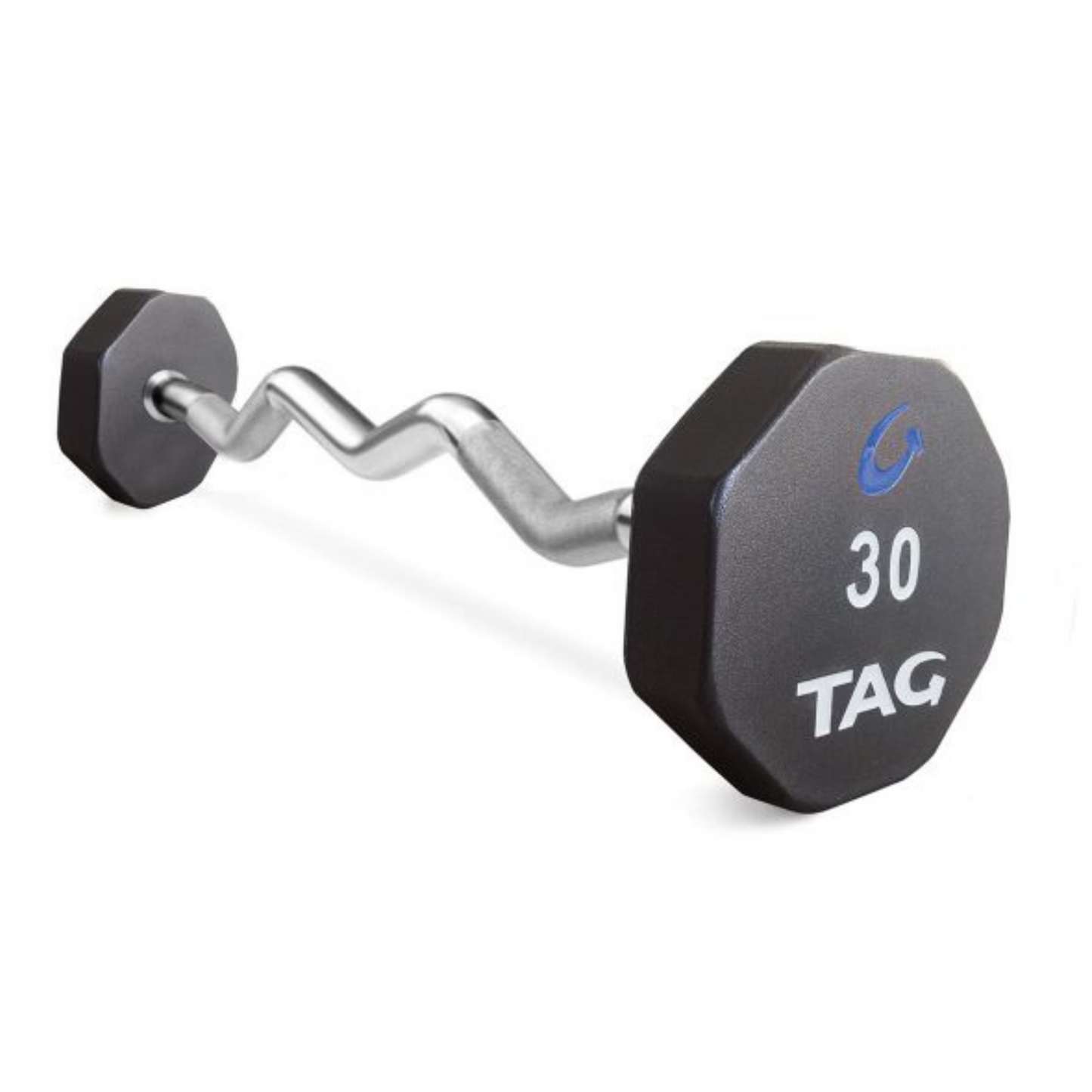 TAG Fitness 8-Sided Rubber EZ Curl Fixed Barbell
