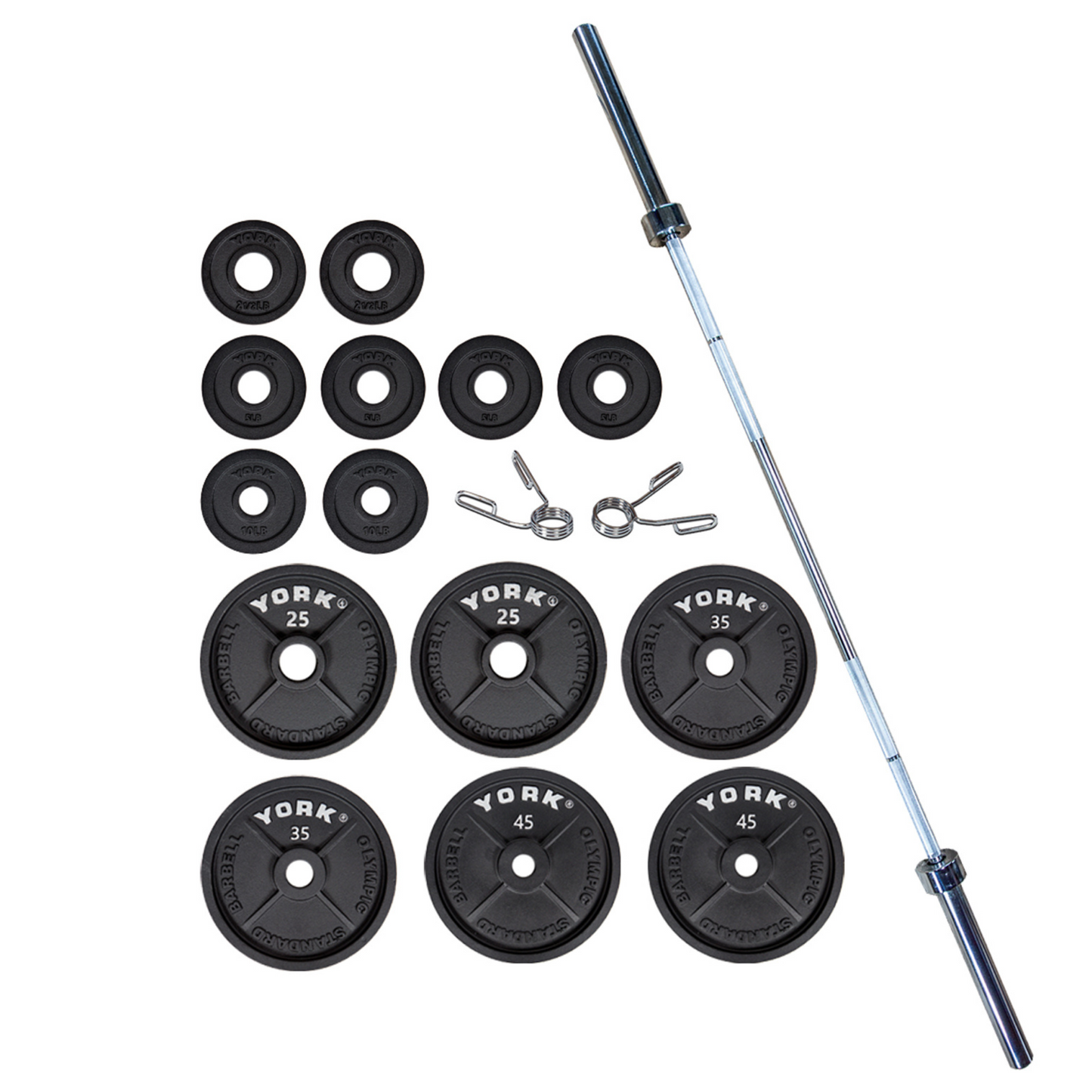 York Barbell 300 lb 2" Cast Iron Olympic Weight Plate Set