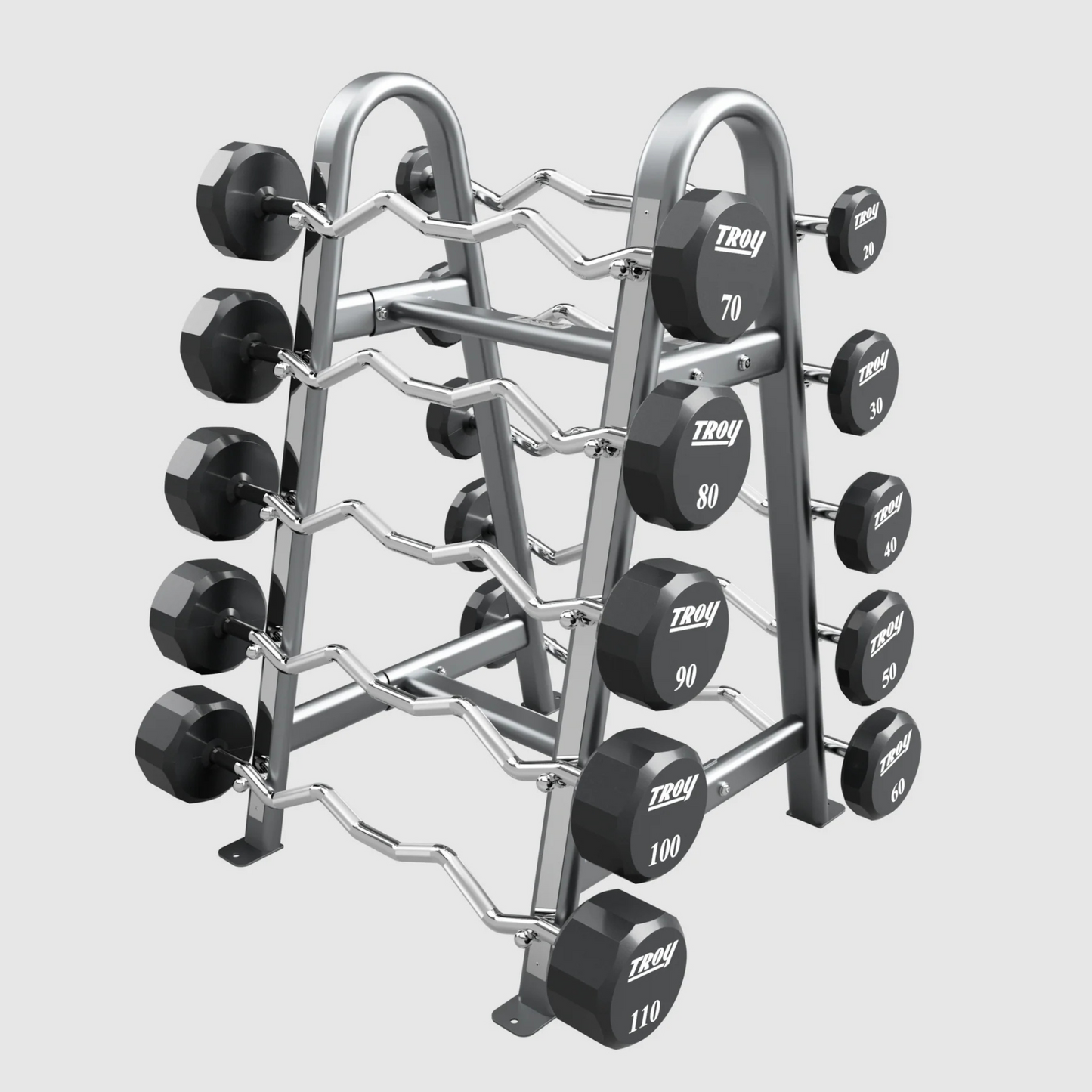 Troy 12-Sided Urethane EZ Barbell Set with Rack 20–110 lbs