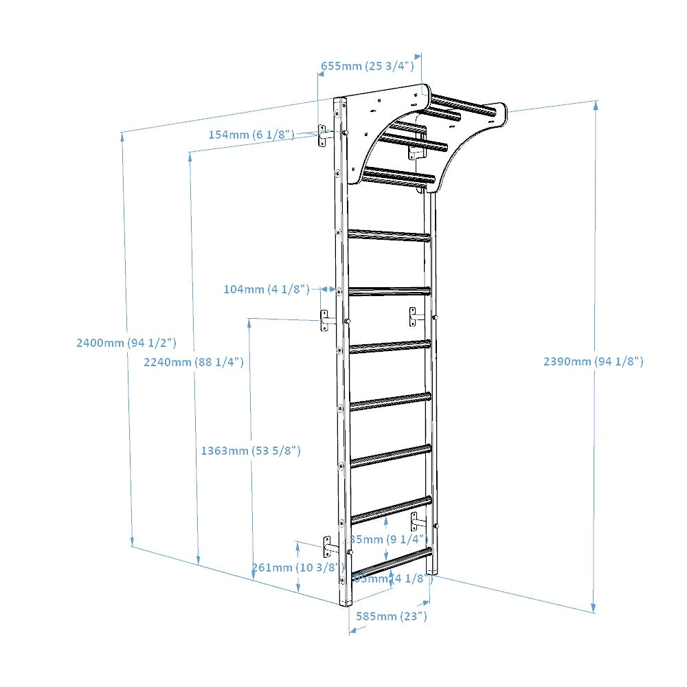 BenchK 711W Wall Bars with Wooden Pull-Up Bar