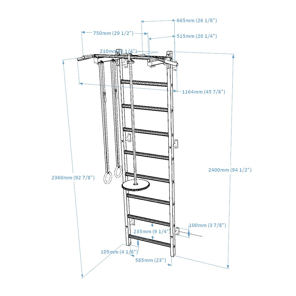 BenchK 721B + A076 Wall Bars with Accessories