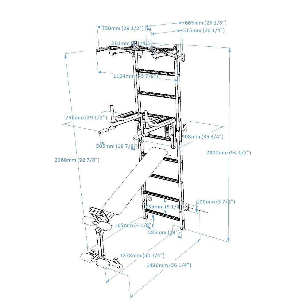 BenchK 723W Gymnastic Ladder for Home Gym or Fitness Room