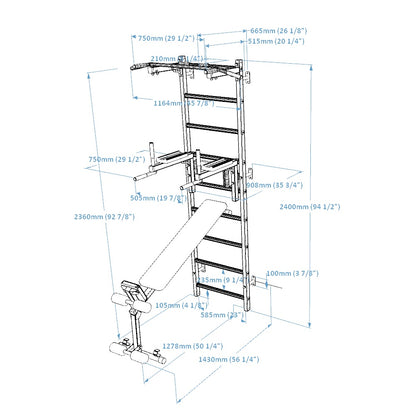 BenchK 723W Gymnastic Ladder for Home Gym or Fitness Room