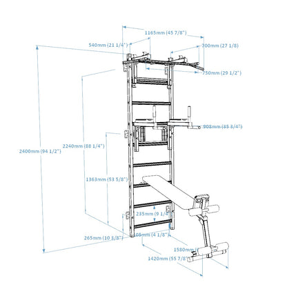 BenchK 733W Wall Bars for Home Gym and Personal Studio
