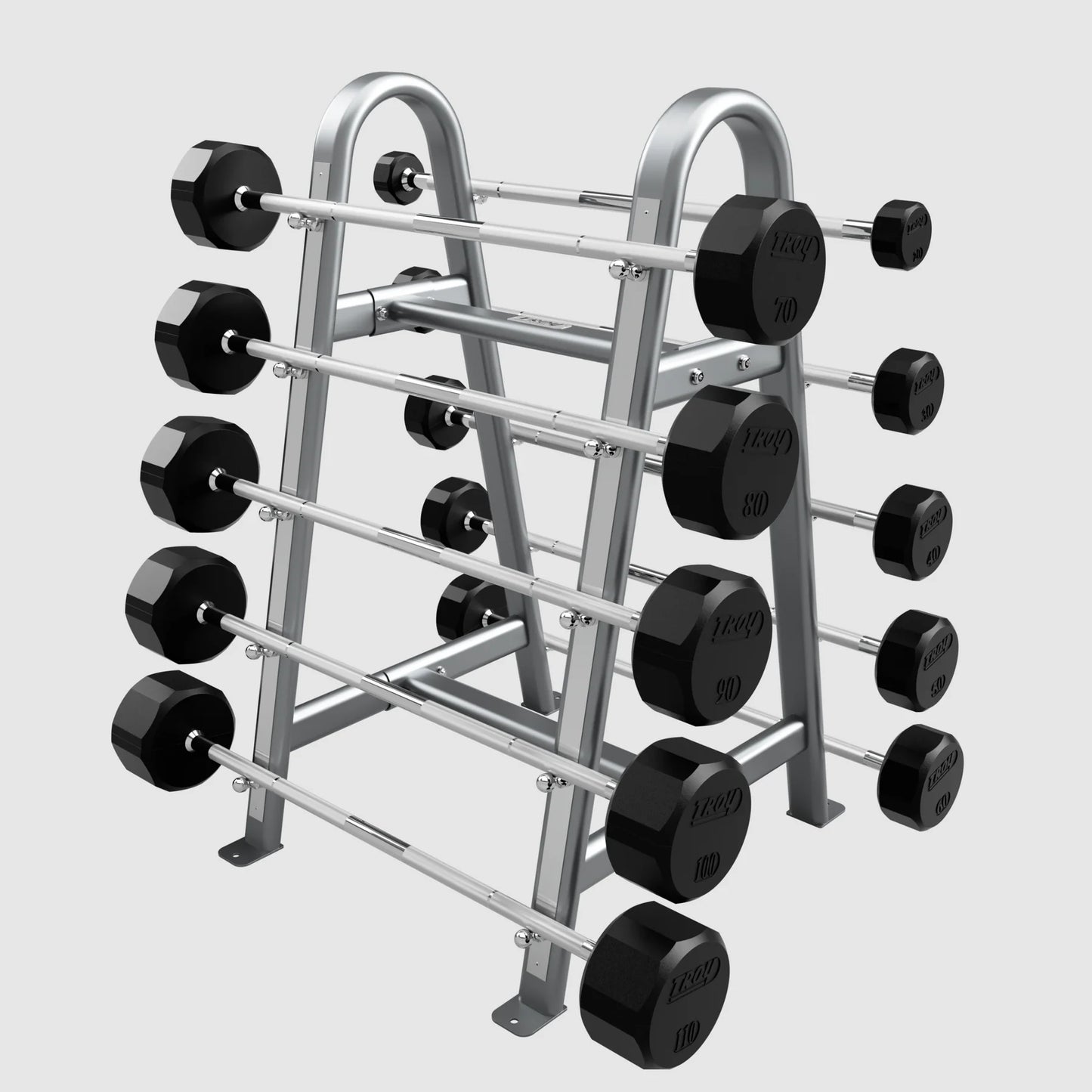 Troy Straight Rubber Barbell Set with Rack 20-110 lbs