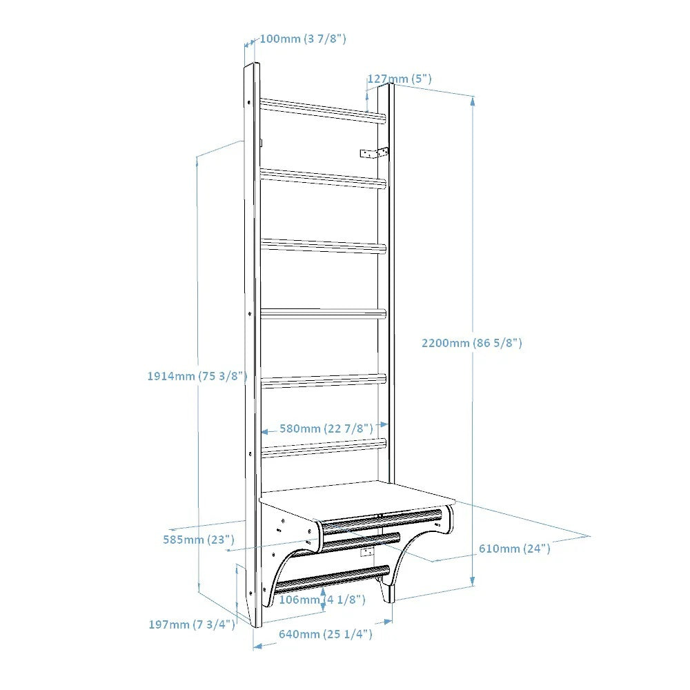 BenchK 112 Wall Bars with Pull-Up Bar & Benchtop