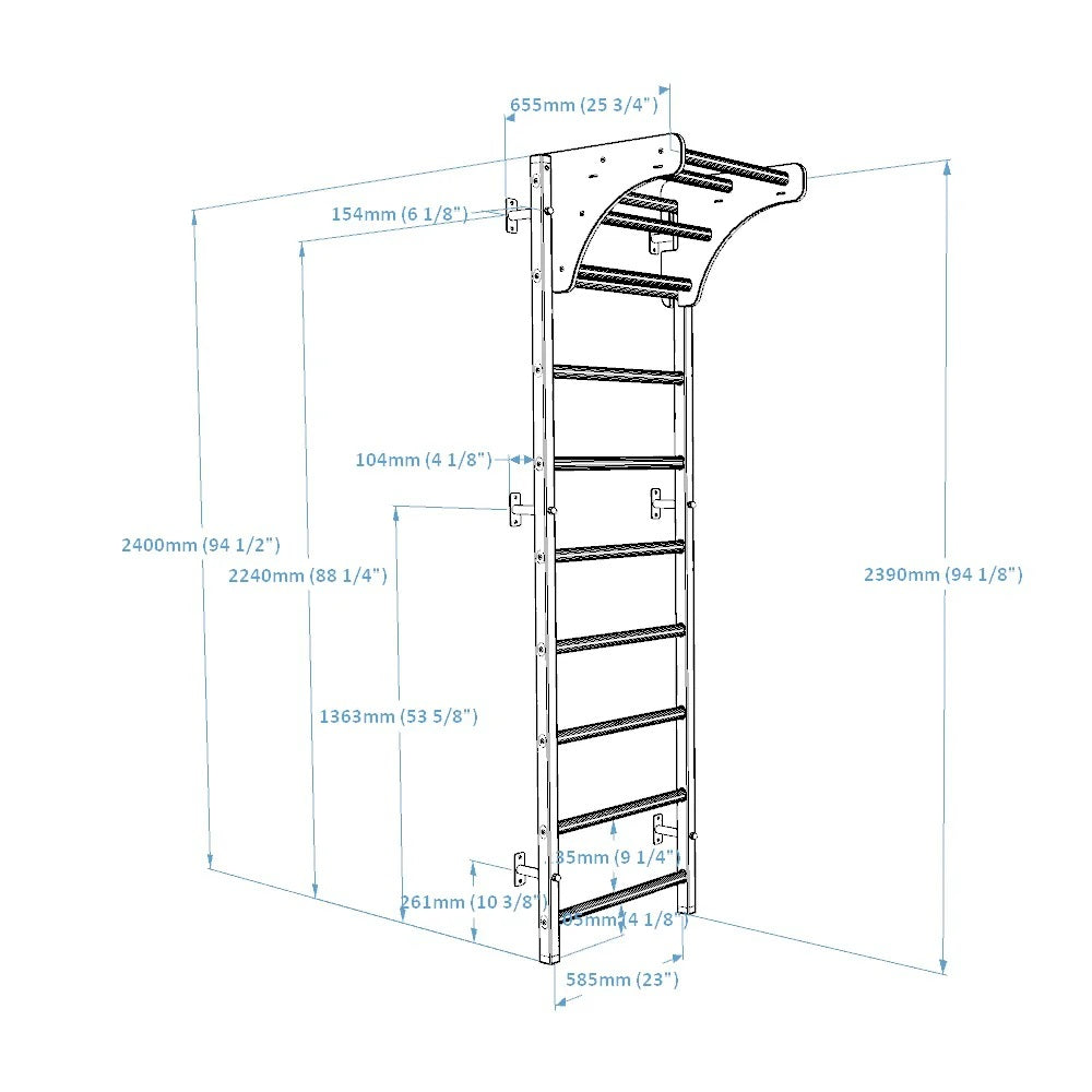BenchK 711B Wall Bars with Wooden Pull-Up Bar