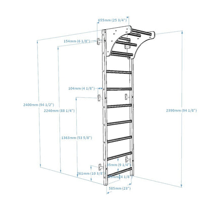 BenchK 711B Wall Bars with Wooden Pull-Up Bar