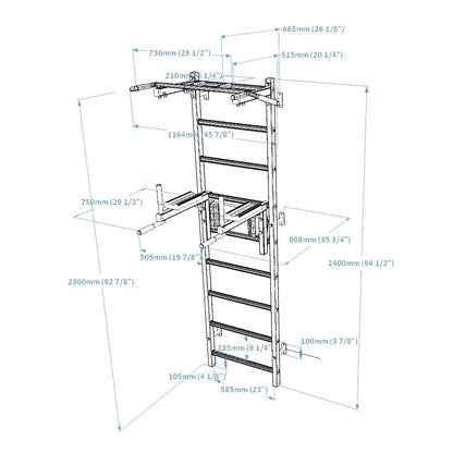 BenchK 722B Wall Bars With Pull-Up Bar & Dip Station