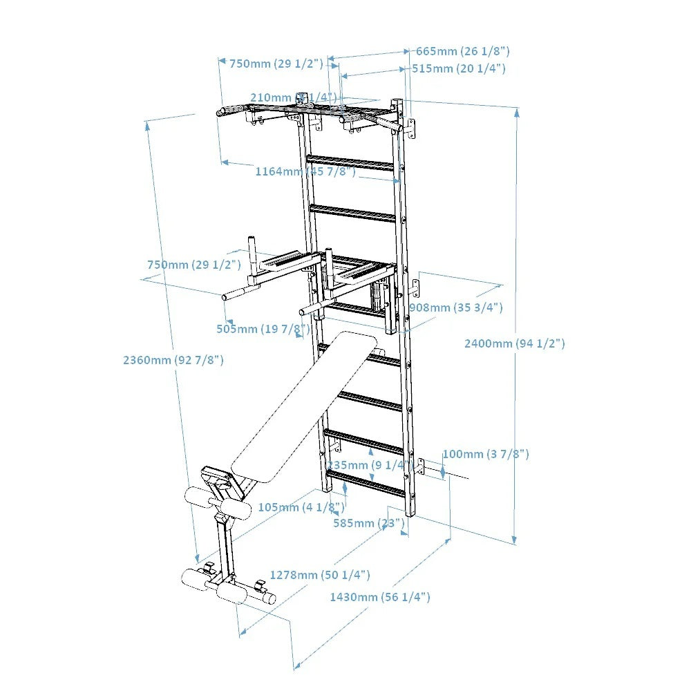 BenchK 723B Gymnastic Ladder for Home Gym or Fitness Room