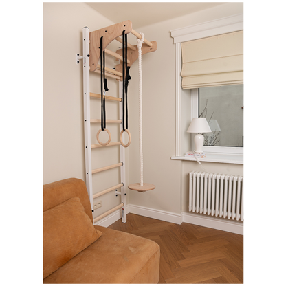 BenchK 211W + A204 Swedish Ladder For Kids with Gymnastic Accessories
