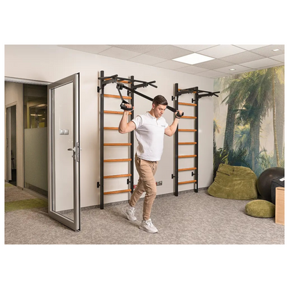 BenchK 221B Wall Bars with Fixed Steel 6 Grip Pull-Up Bar