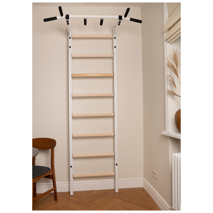 BenchK 221W Wall Bars with Fixed Steel 6 Grip Pull-Up Bar