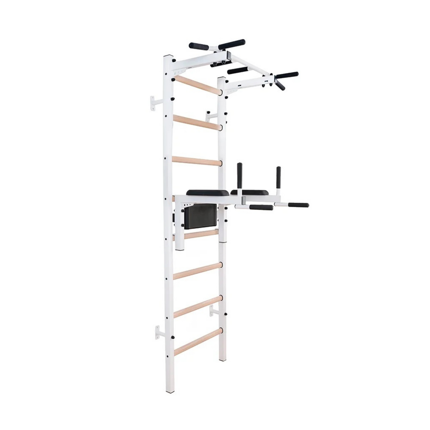 BenchK 222W Wall Bars with Fixed Steel 6 Grip Pull-Up Bar & Dip Station