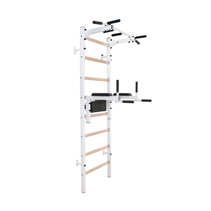BenchK 222W Wall Bars with Fixed Steel 6 Grip Pull-Up Bar & Dip Station