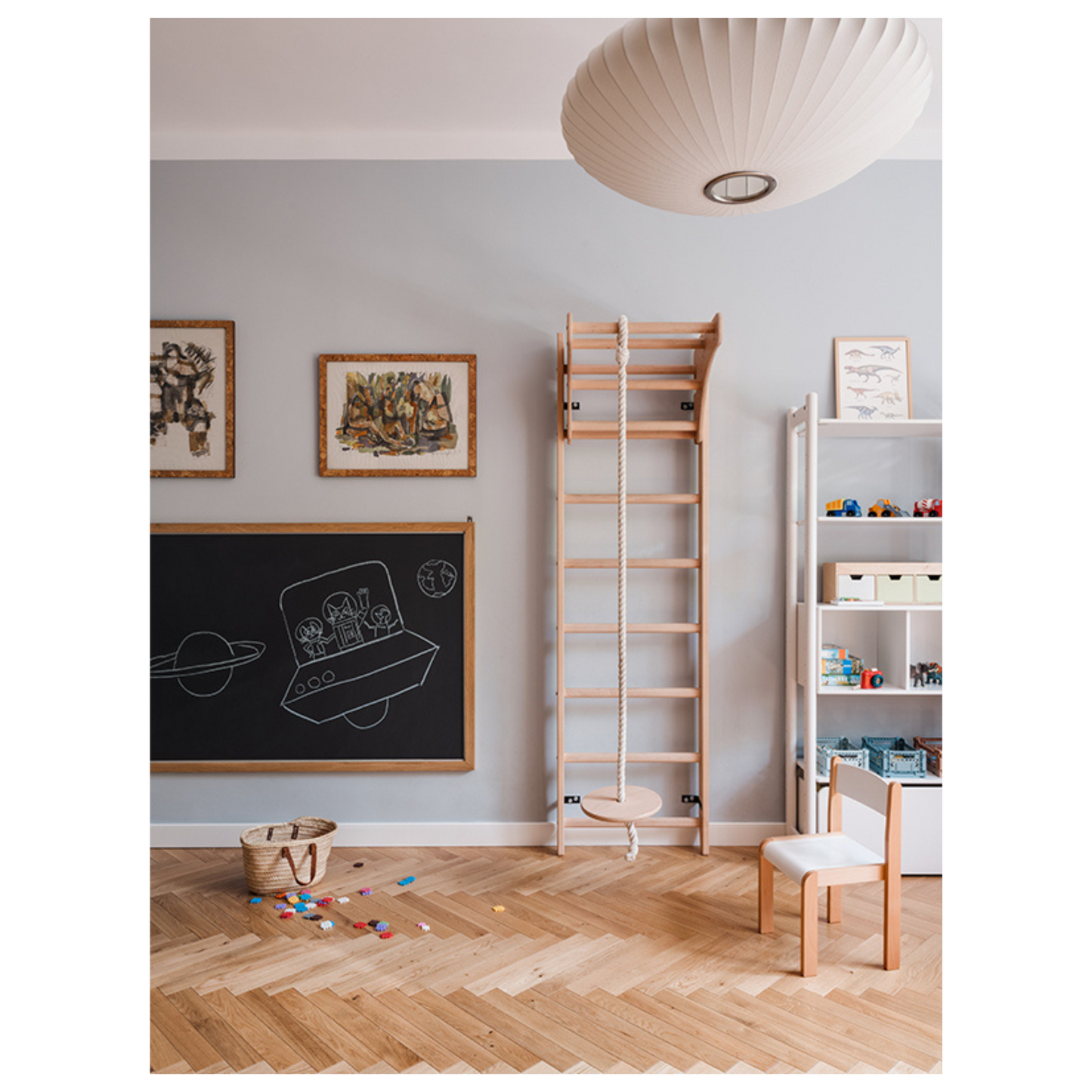 BenchK 111 + A204 Wooden Wall Bars for Kids Room
