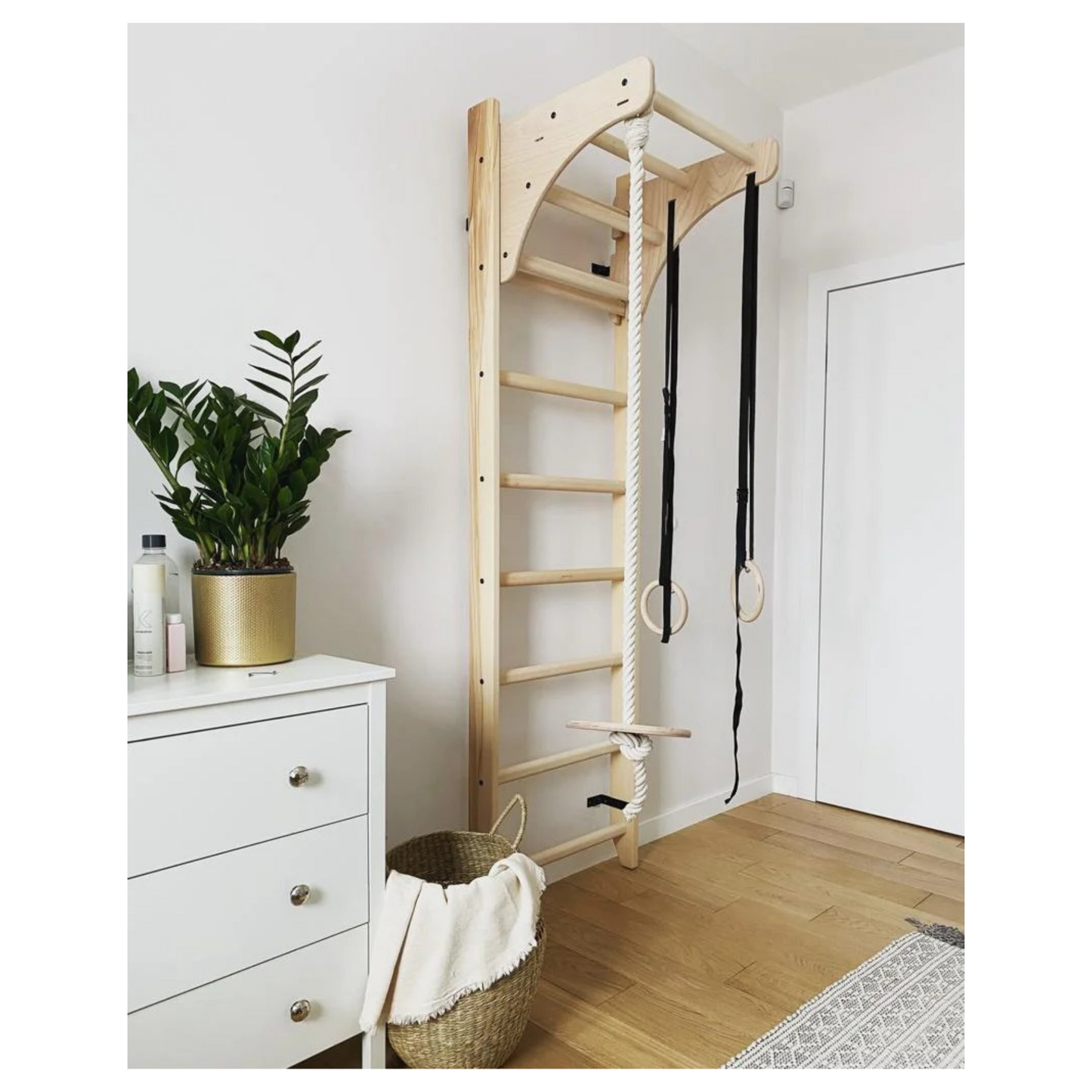 BenchK 111 + A204 Wooden Wall Bars for Kids Room