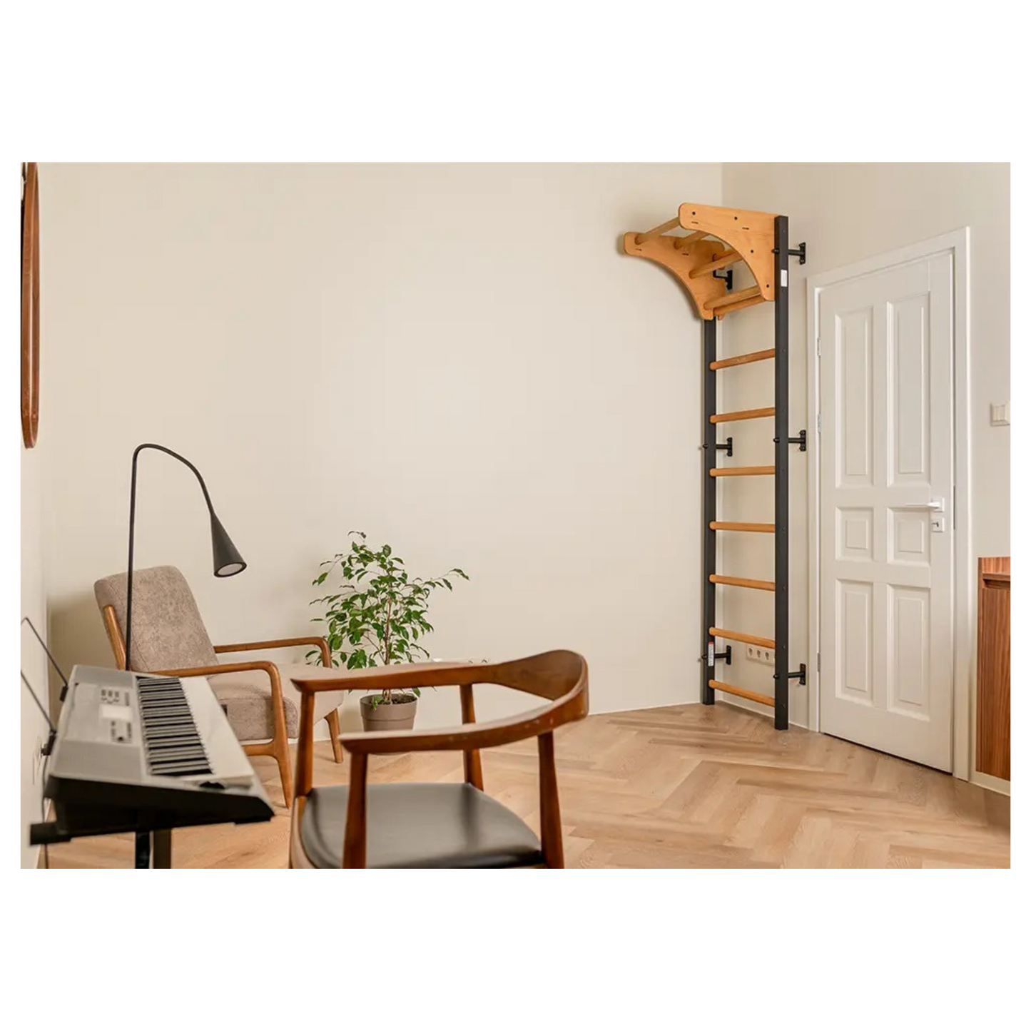 BenchK 711B Wall Bars with Wooden Pull-Up Bar
