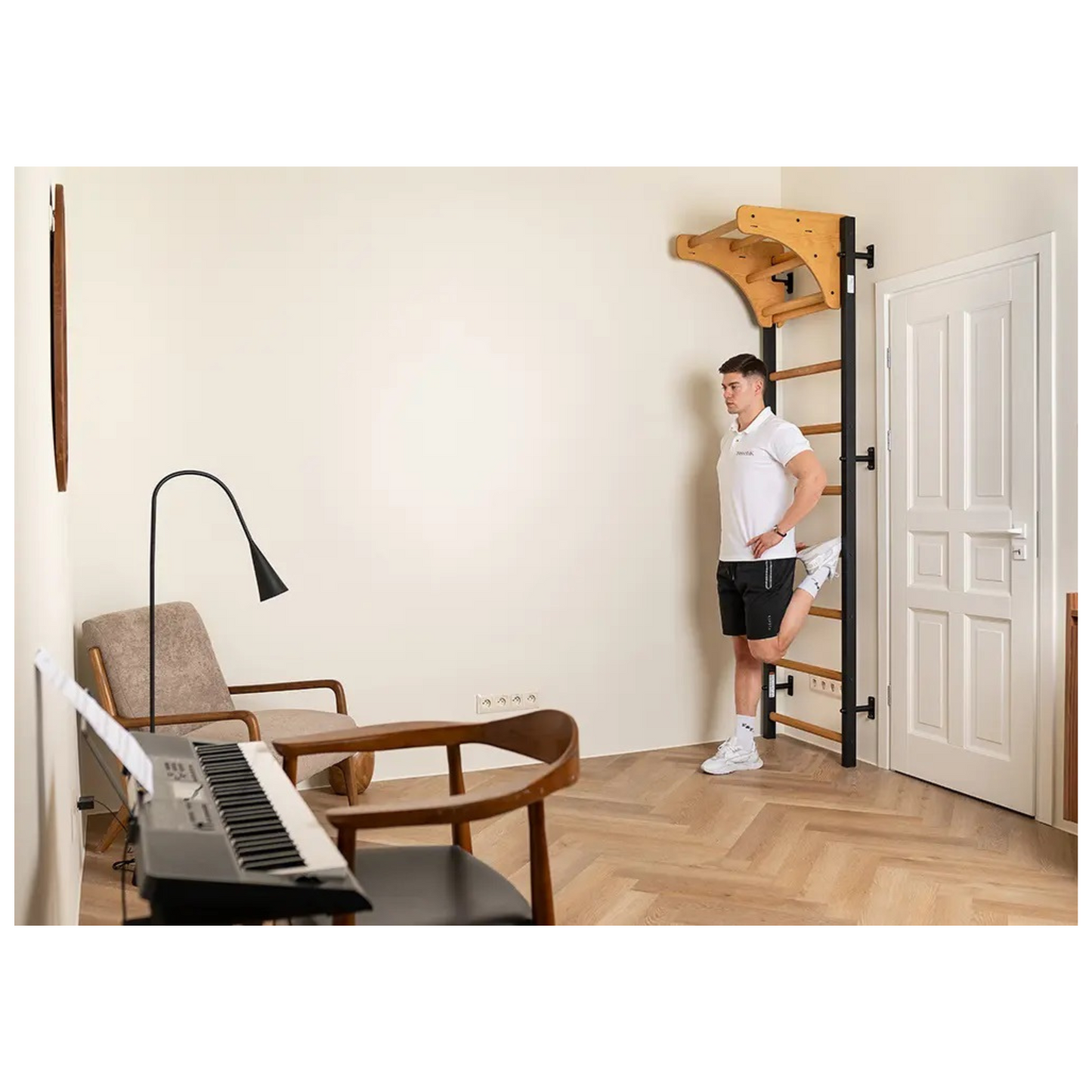 BenchK 711B Wall Bars with Wooden Pull-Up Bar