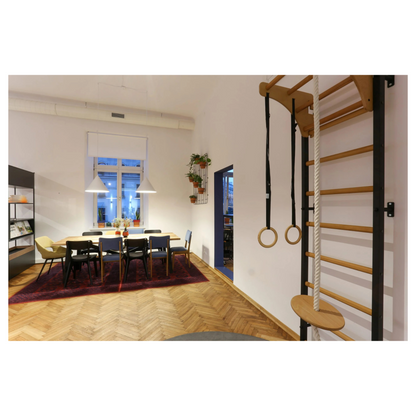 BenchK 711B + A076 Wall Bars with Wooden Pull-Up Bar & Accessories