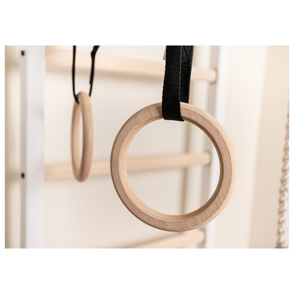 BenchK 711W + A204 Wall Bars with Wooden Pull-Up Bar & Accessories