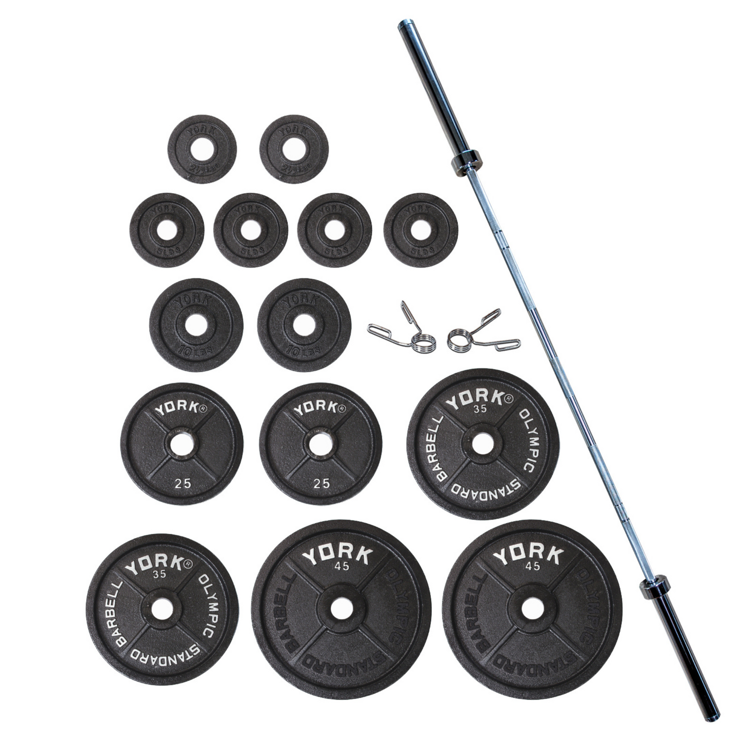 York Barbell 300 lb 2" Legacy Cast Iron Precision Milled Olympic Plate Set