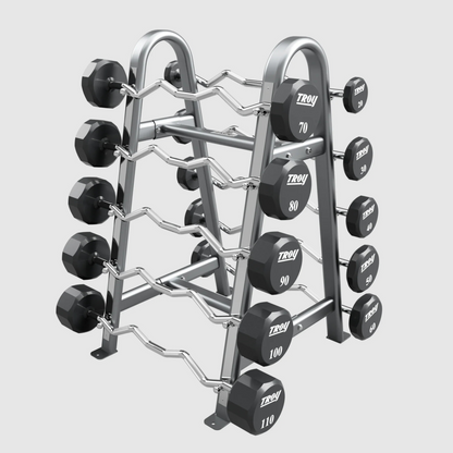 Troy 12-Sided Urethane EZ Barbell Set with Rack 20–110 lbs