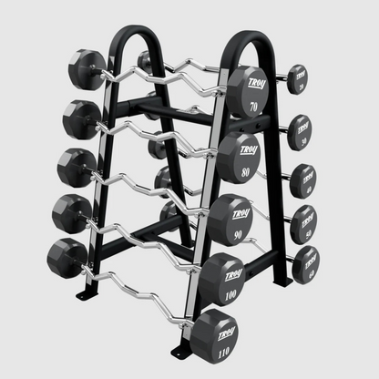 Troy 12-Sided Urethane EZ Barbell Set with Rack 20–110 lbs