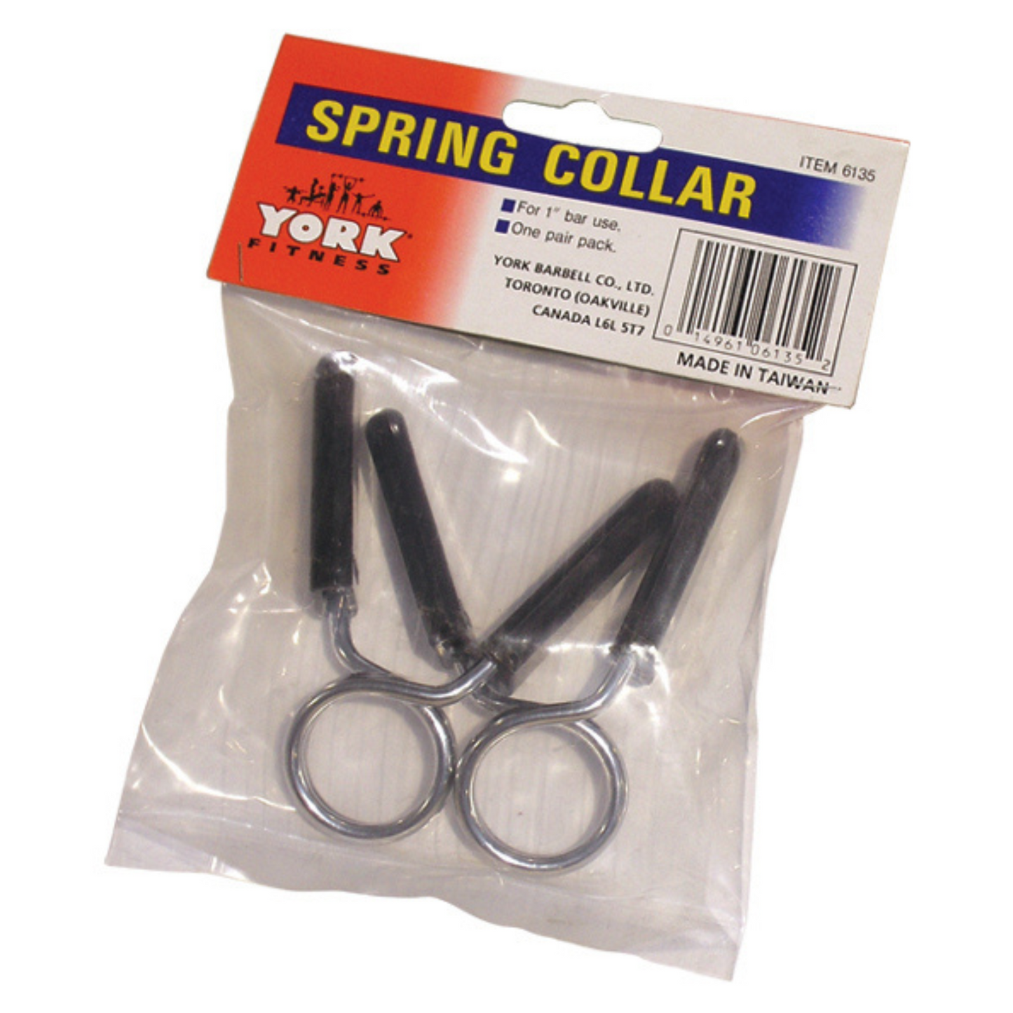 York Barbell 1" Spring Collars with Rubber Grips