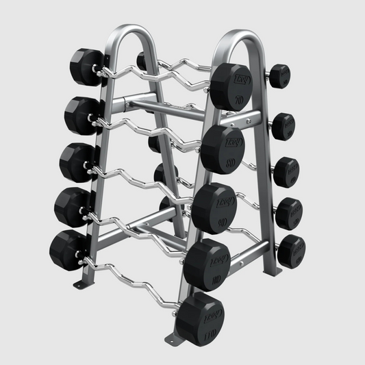 Troy 12-Sided Rubber EZ Barbell Set with Rack 20–110 lbs