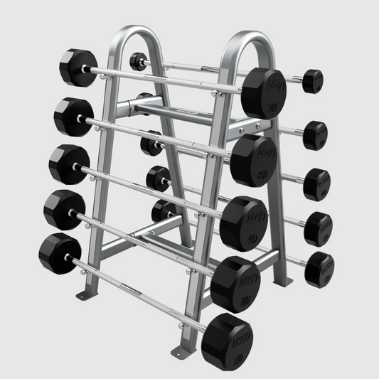 Troy 12-Sided Rubber Straight Barbell Set with Rack 20–110 lbs